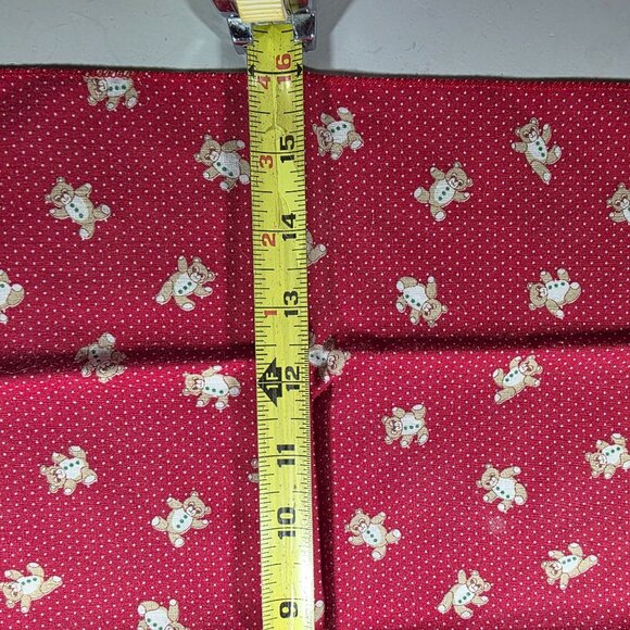 Red Teddy Bear Print Cotton Fabric napkins Squares christmas linens whimsical - Picture 5 of 5